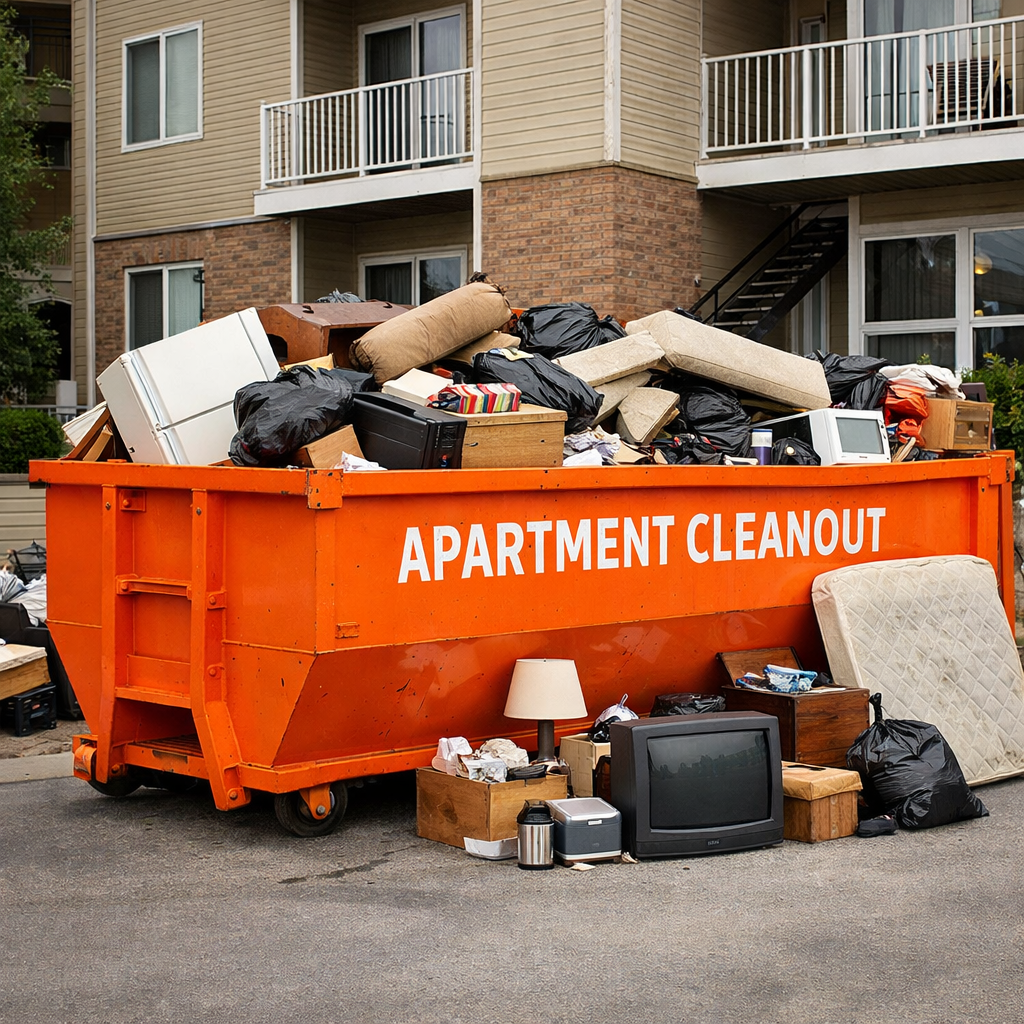 Apartment cleanout dumpster rental Kansas City roll off dumpster container for tenant debris