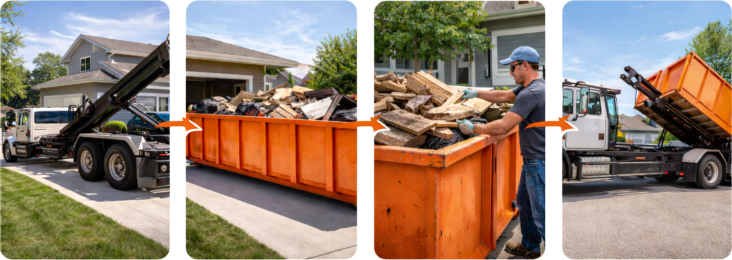 Step by step process of renting and loading a roll off dumpster in Kansas City