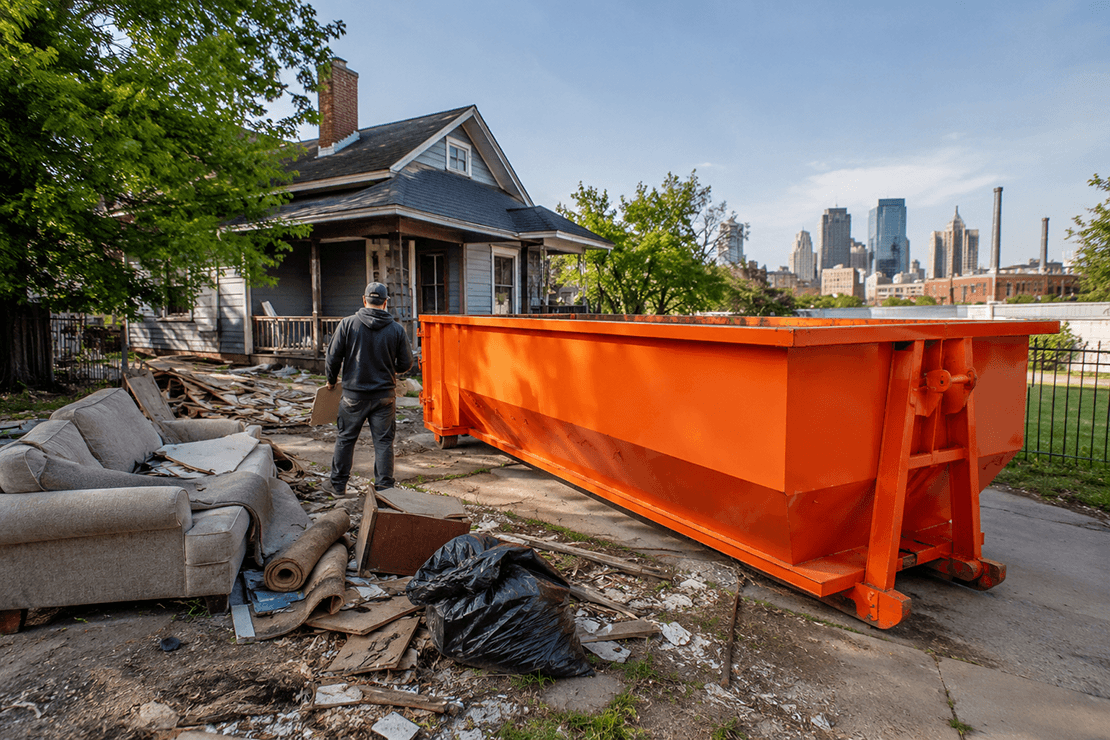 Large roll off dumpster ready for same day dumpster delivery in Kansas City